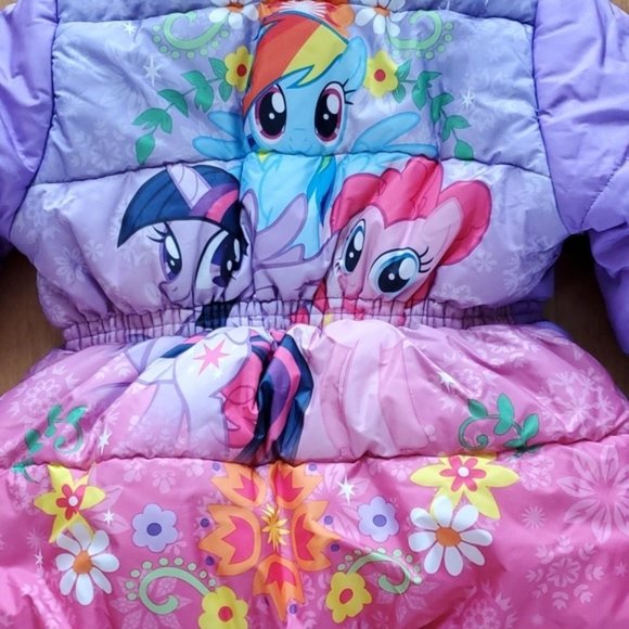 Girls MY LITTLE PONY Hood Puffer Jacket Coat Size 4 6 6X Printed Back ponies NWT - Picture 4 of 4